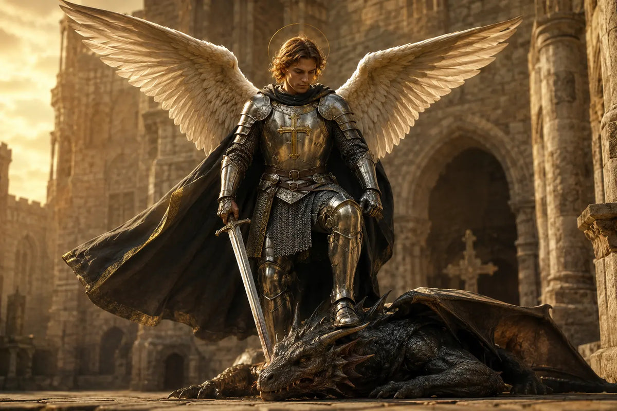 Saint Michel Archange en armure symbole de protection et de courage