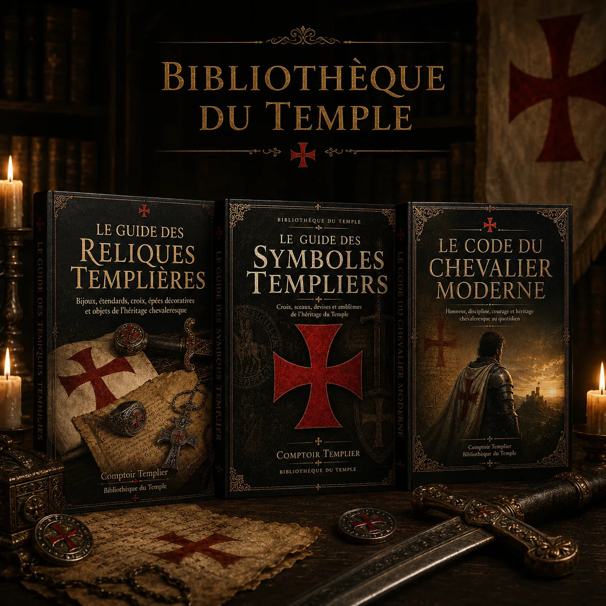 Collection Bibliothèque du Temple avec ebooks templiers sur les symboles les reliques et le code du chevalier moderne