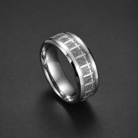 Bague de l'Espoir en acier inoxydable version argentée avec motif croix et texture brillante