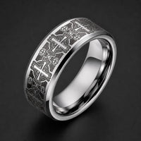Bague Sacrée des Templiers en tungstène avec croix gravées sur fond anthracite