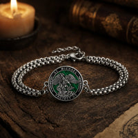 Bracelet du Sceau de Saint Michel en cuivre et malachite dans un décor médiéval premium