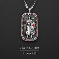 Dimensions du pendentif Croisé de l’Armure de Dieu en argent 925, 35,2 x 17,4 mm