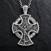 Collier de l’Archange Gardien en argent 925 sterling sur fond anthracite sombre