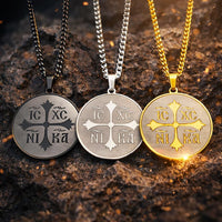 Collier Héritage Sacré en acier inoxydable avec trois variantes noir argenté et doré