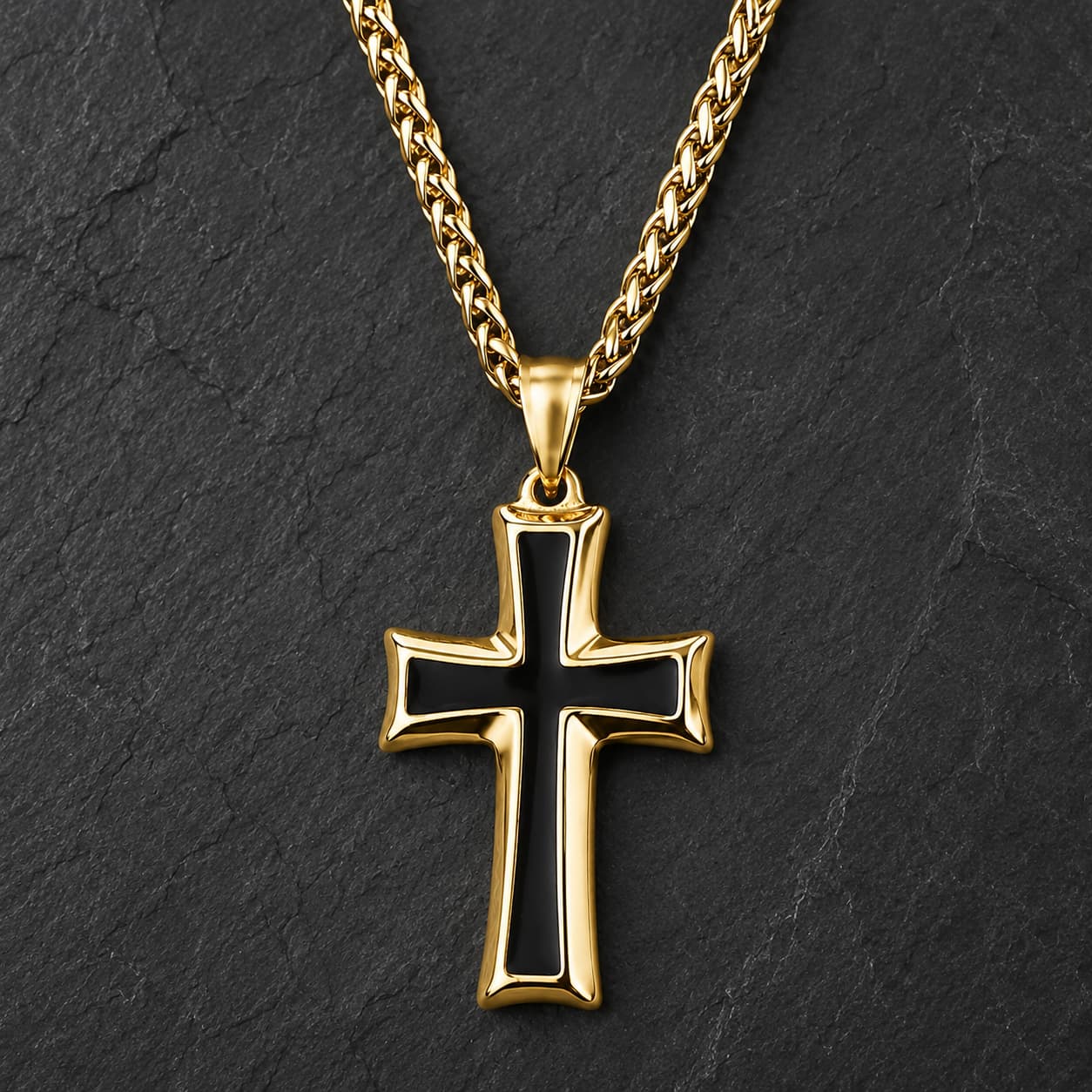 Variante dorée et noire du Collier Ordre du Temple sur ardoise sombre