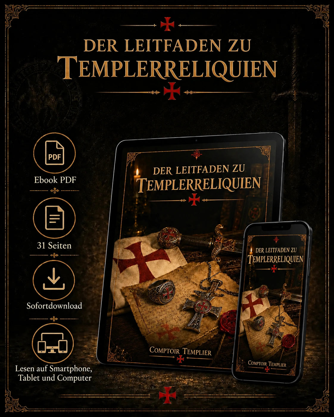 Der Leitfaden zu Templerreliquien — PDF-Ebook auf Tablet und Smartphone