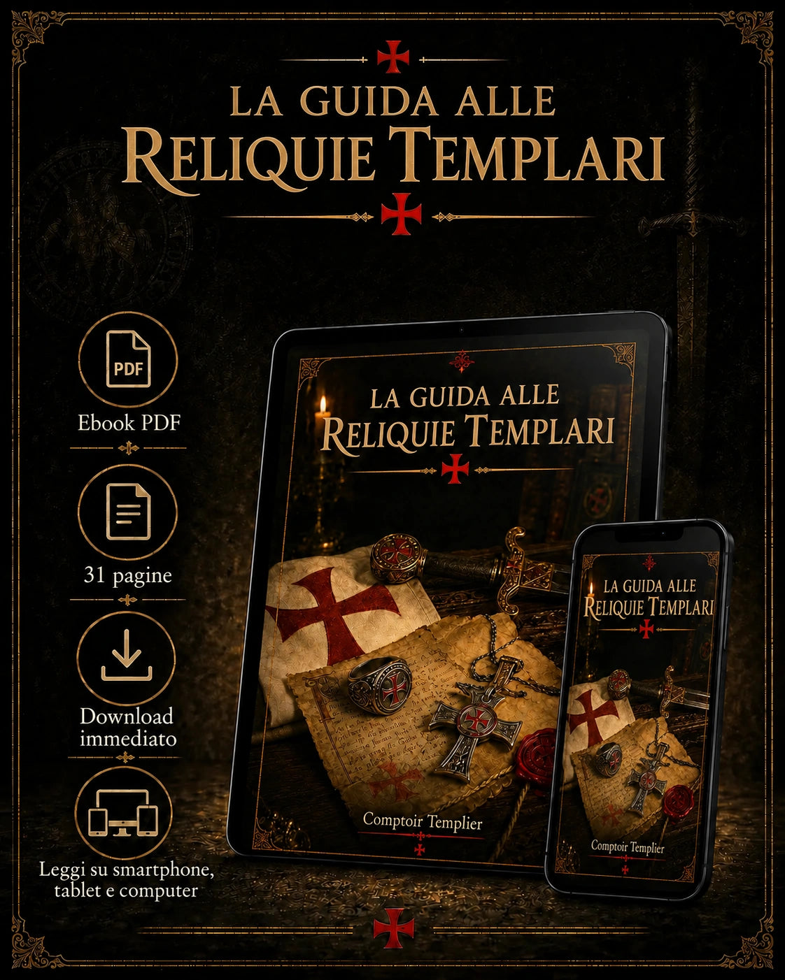 La Guida alle Reliquie Templari — ebook PDF su tablet e smartphone