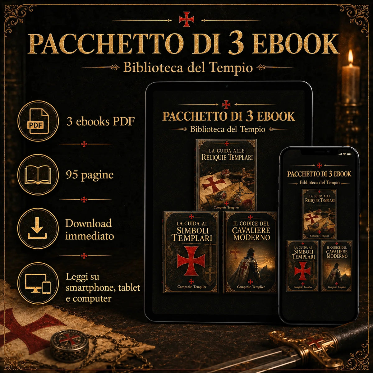Biblioteca del Tempio — Pacchetto di 3 Ebook — ebook PDF su tablet e smartphone