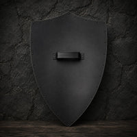 Dos du bouclier templier décoratif avec poignée noire et rivets