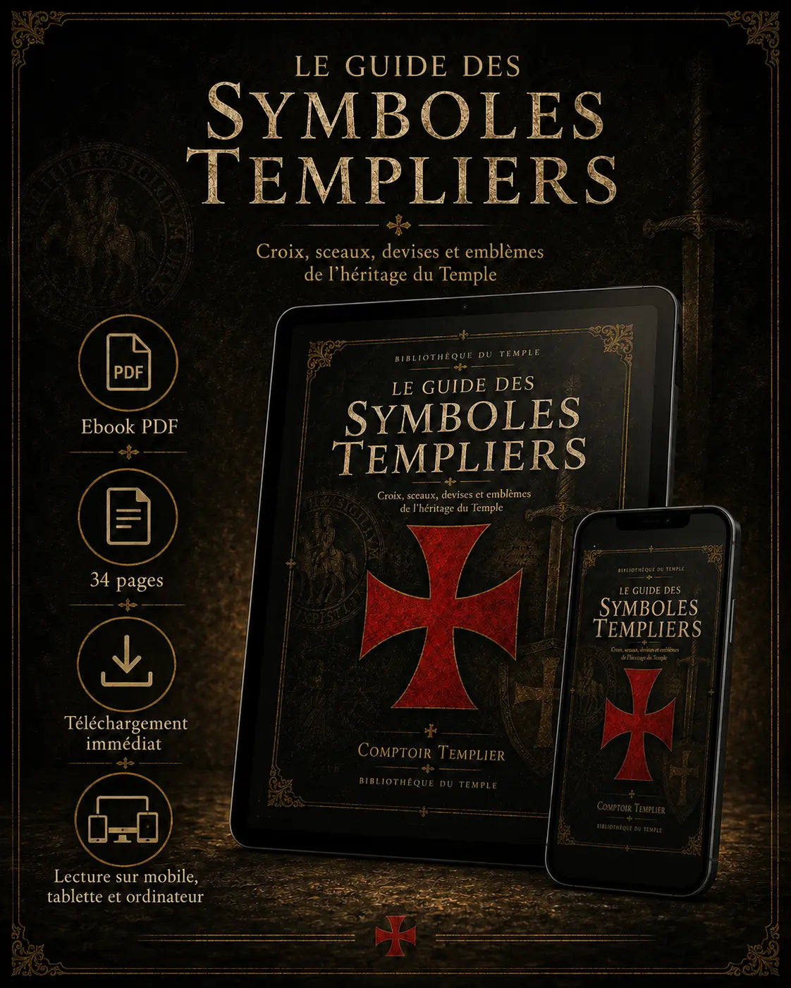 Ebook Symboles Templiers PDF 34 pages avec téléchargement immédiat et lecture sur mobile tablette et ordinateur