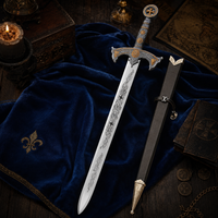 Épée Templière Décorative du Serment Sacré en acier inoxydable avec fourreau sombre