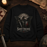 Sweat Saint Michel du Temple noir en ambiance médiévale en 80 % coton et 20 % polyester