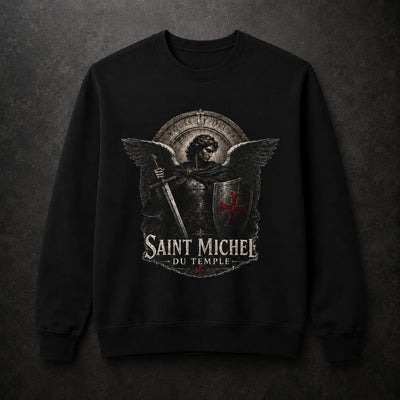 Sweat Saint Michel du Temple noir face en 80 % coton et 20 % polyester