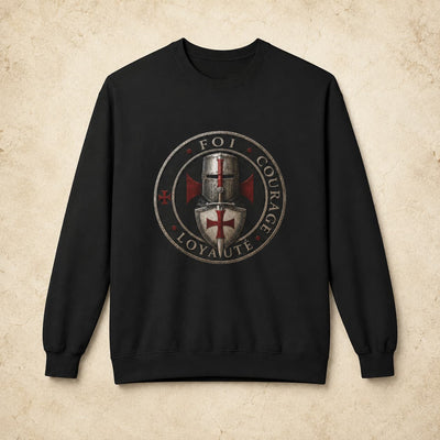 Sweat Sceau du Chevalier noir à 80% coton et 20% polyester avec emblème templier médiéval