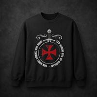 Sweat Templier Non Nobis Domine noir avec croix templière rouge et épée sur motif poitrine
