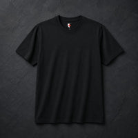 Face avant du T-Shirt Marche du Templier en coton noir avec col et logo intérieur Comptoir Templier.