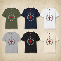 Variantes couleurs du T-Shirt Sceau des Croisés en coton avec motif templier sur fond parchemin clair.
