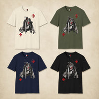 T-Shirt Serment du Chevalier en coton disponible en noir, bleu marine, vert militaire et écru naturel.