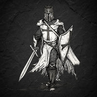 Motif du tatouage temporaire Chevalier Templier représentant un croisé médiéval sur fond sombre.