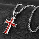 Collier Croix Homme Acier Inoxydable - Chaîne Argent 60 Cm, Pendentif 45x25 Mm - 4