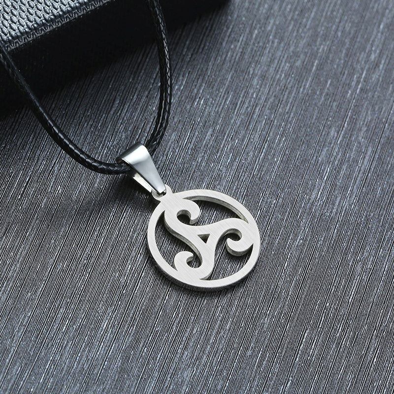 Collana Pendente Simbolo Nodo Celtico Triskele Triskelion In Acciaio - Foto 5
