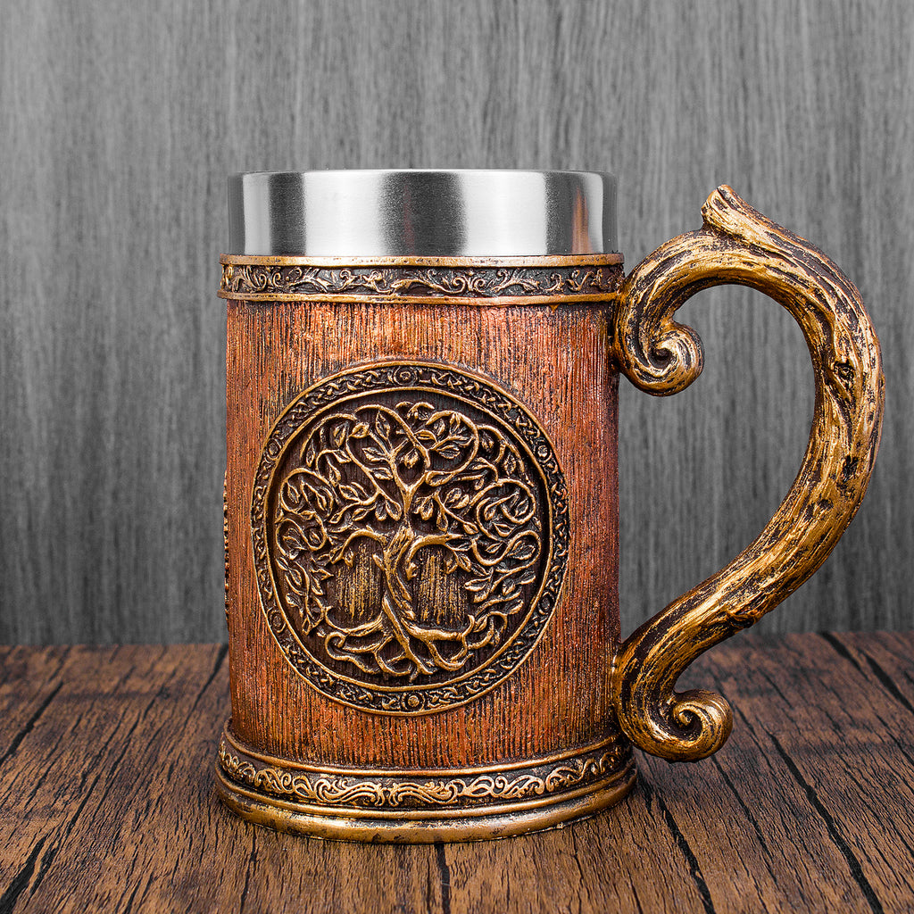 Celte Celtique Viking Nordique Marteau Thor Puy du Fou Guerrier Hache Epée Bouclier corbeau médiéval odin rune arbre de vie chope mug